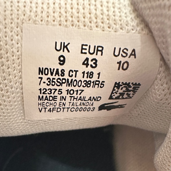 Men's Lacoste Novas Ct 118 tennis shoe size US 10 White w/ green stripe & tongue - Picture 6 of 10